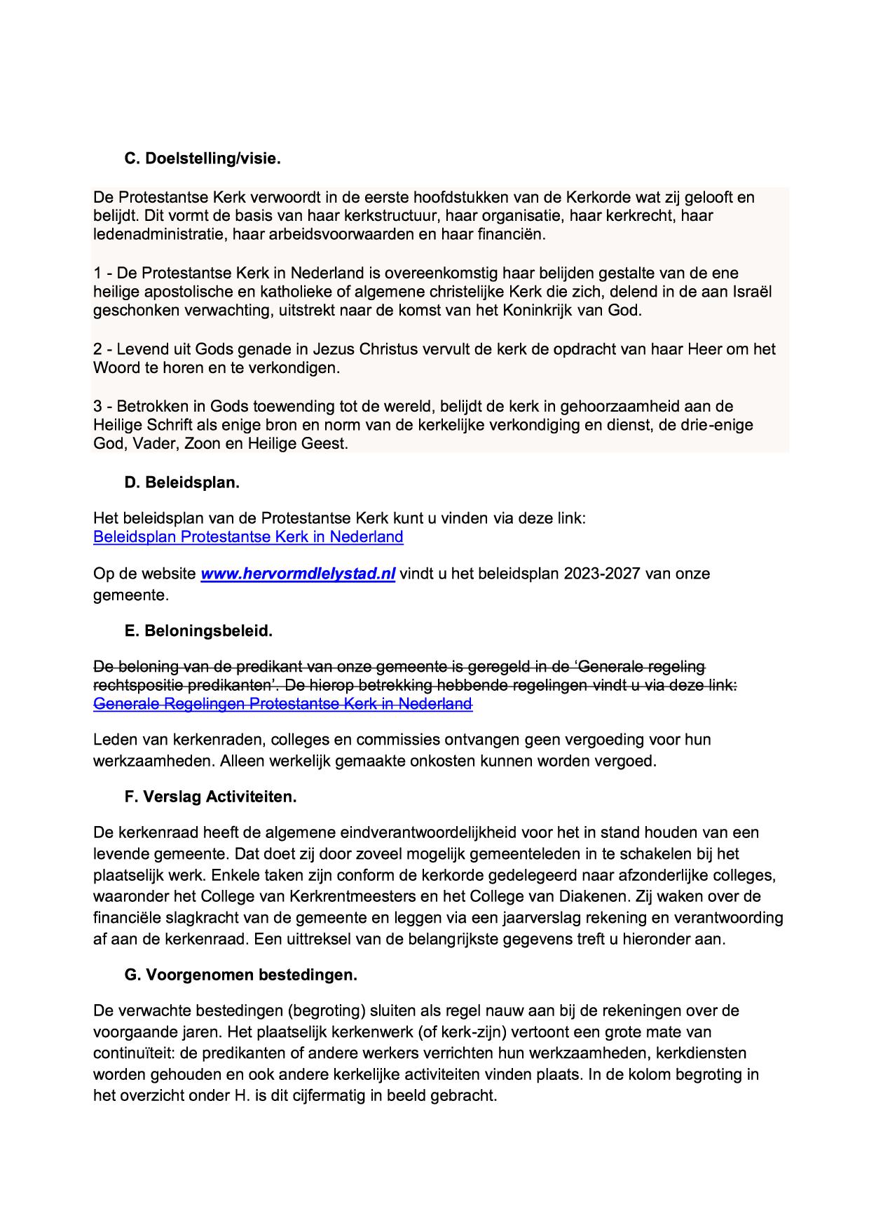 ANBI transparantie gegevens kerkelijke gemeente 2026
